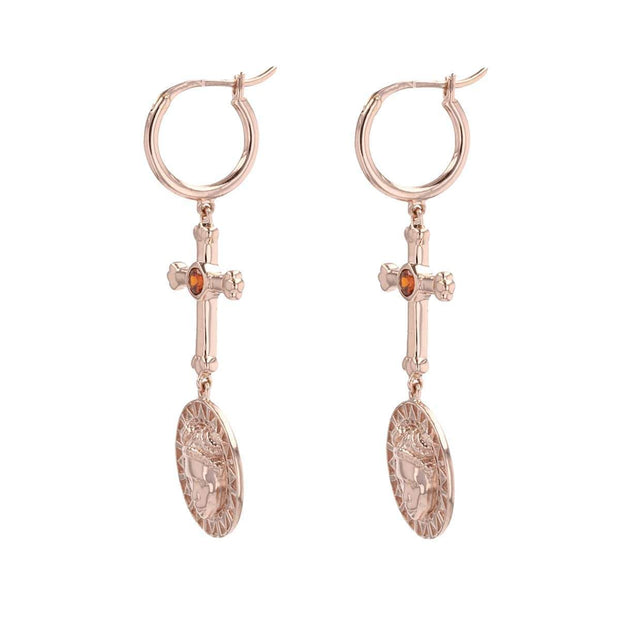 Faces Earrings with Red Garnet in Rose Gold