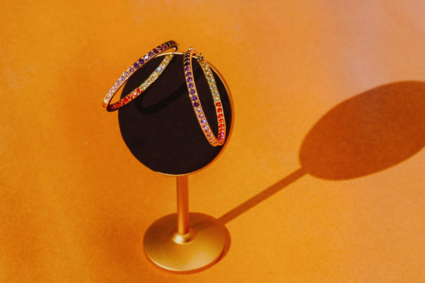 Adore Adorn Earrings Multi-Color 50mm Lucky Hoop in Gold