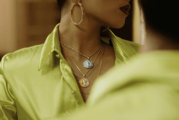 Adore Adorn Earrings Multi-Color 50mm Lucky Hoop in Gold