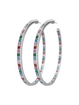 Adore Adorn Earrings Multi-Color 80mm Lucky Hoops in White Rhodium