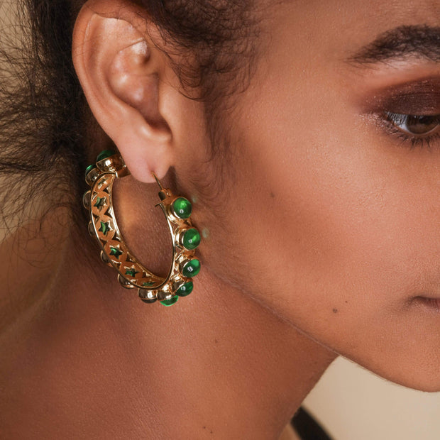 Adore Adorn Earrings Shari Earrings (Aged Gold/Emerald)