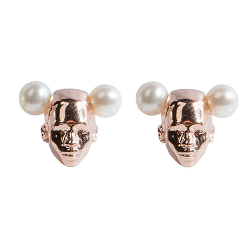 Twins Earrings with Freshwater Pearls in Rose Gold