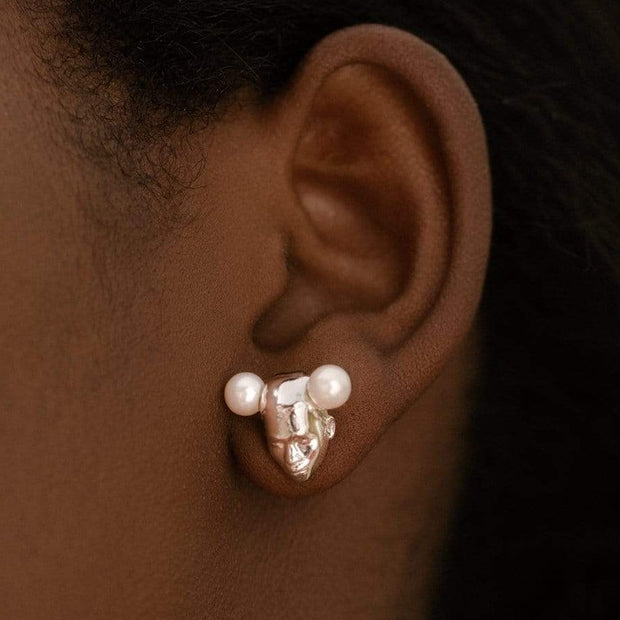 Adore Adorn Earrings TWINS Earrings - White Rhodium / Fresh Water Pearls