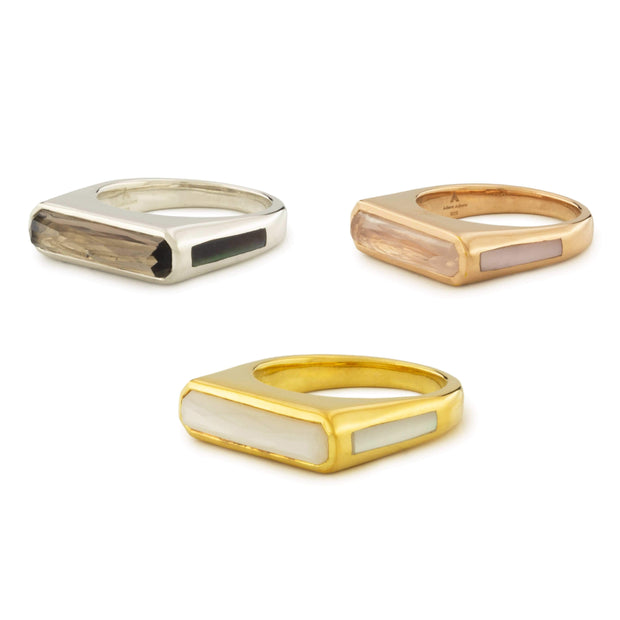 Side Band Gem Ring Set