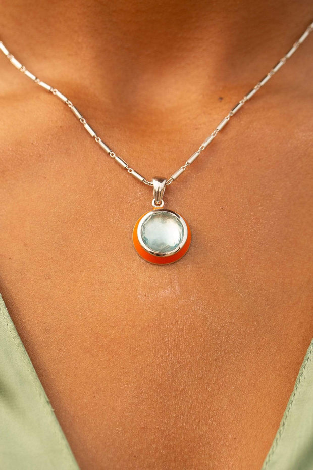 Adore Adorn Necklace 18.5" Fathom Enamel Necklace with Sky Blue Topaz in 14K Gold