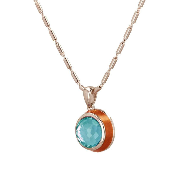 Fathom Enamel Necklace with Sky Blue Topaz in 14K Gold