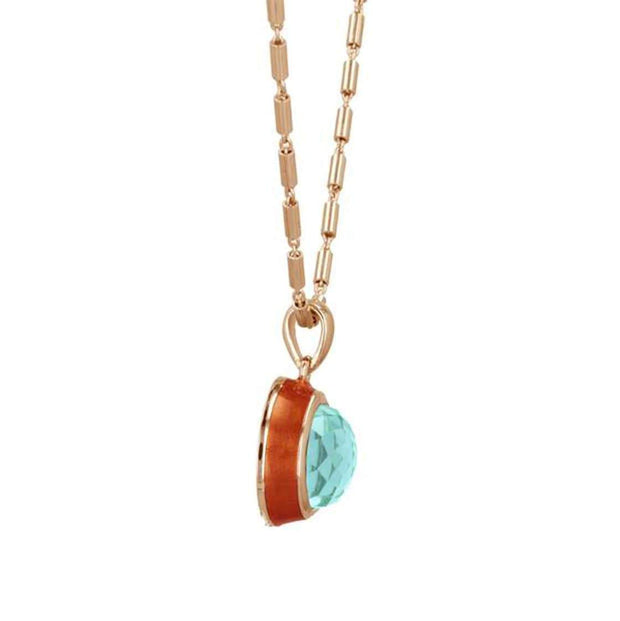 Fathom Enamel Necklace with Sky Blue Topaz in 14K Gold