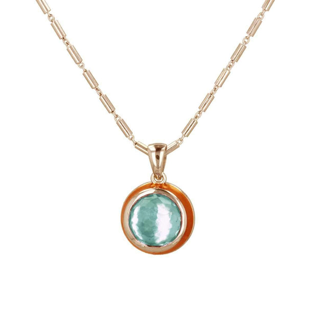 Fathom Enamel Necklace with Sky Blue Topaz in 14K Gold