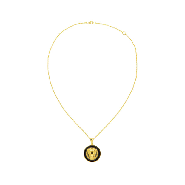 Adore Adorn Necklace Gold Reava Coin Necklace - Black Enamel