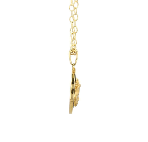 Reava Coin Necklace with Black Enamel in 14K Gold