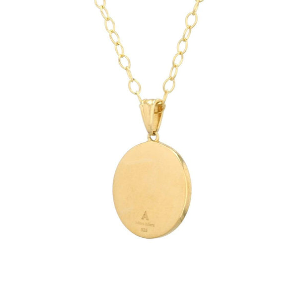 Reava Coin Necklace with Black Enamel in 14K Gold