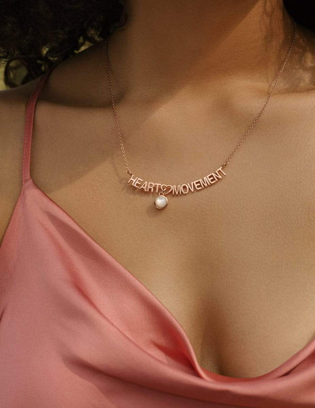 Adore Adorn Necklace Heart Movement Necklace in Rose Gold
