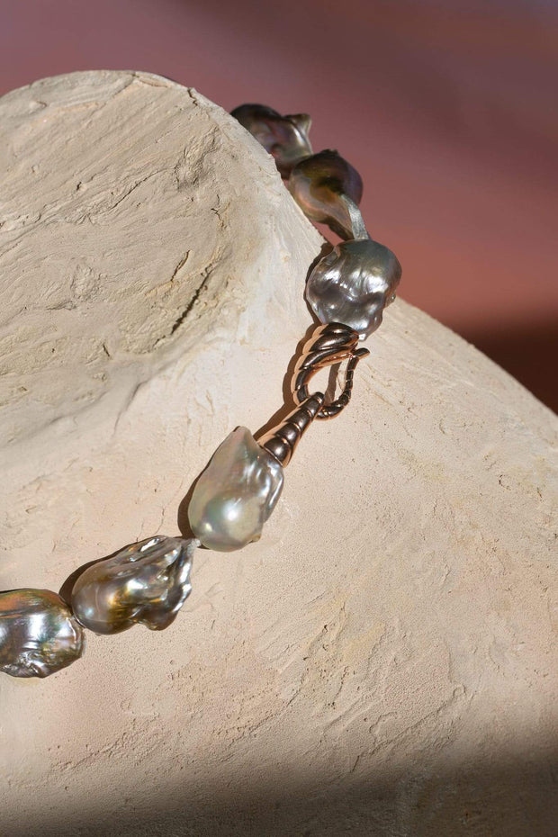 Adore Adorn Necklaces Saint Claire Unisex Grey Baroque Pearl Choker