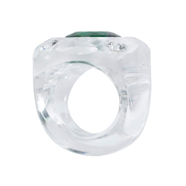Adore Adorn Ring 6 Crystal Cut Ring - Green Quartz + White Topaz Size 6