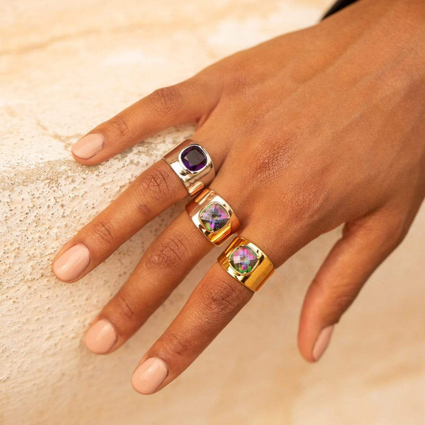 Adore Adorn Ring 7 / Amethyst Lilly Ring in White Rhodium Amethyst Size 7