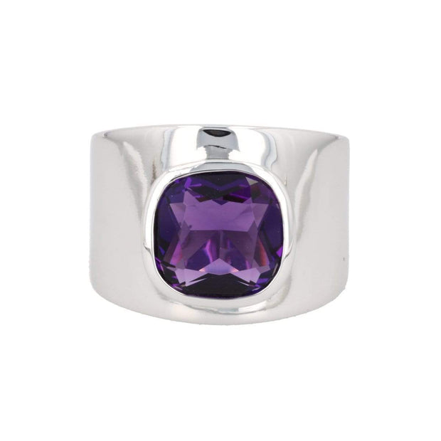Adore Adorn Ring 7 / Amethyst Lilly Ring in White Rhodium Amethyst Size 7