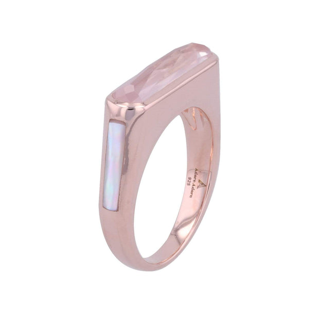 Brilliance Side Band Ring with Rose Quartz + Mother of Pearl - 1 Left