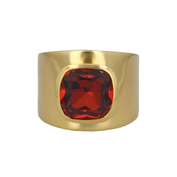 Adore Adorn Ring Copy of Copy of Lilly Ring in 18K Gold Vermeil Red Garnet / Brushed Gold Vermeil Size 9 and 10