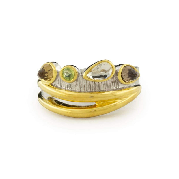 Desire Cocktail Ring in White Rhodium + 14K Gold