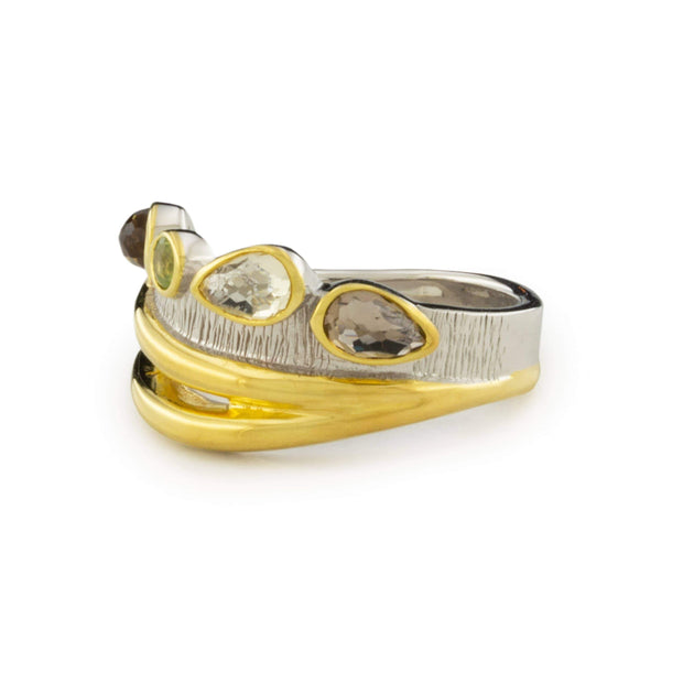 Desire Cocktail Ring in White Rhodium + 14K Gold - Size 5 & 9 left