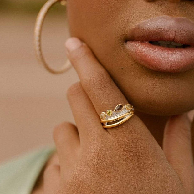 Adore Adorn Ring Desire Cocktail Ring in White Rhodium + 14K Gold