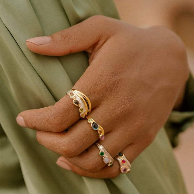 Adore Adorn Ring Desire Cocktail Ring in White Rhodium + 14K Gold