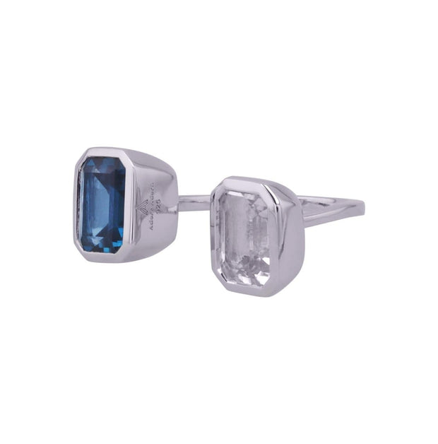 Adore Adorn Ring Lila Ring with Blue + White Topaz in White Rhodium Size 6 and 9