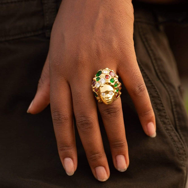 Adore Adorn Ring Missy Ring in 14K Gold Green Quartz / Red Quartz Size 6, Size 7, Size 8 and Size 9