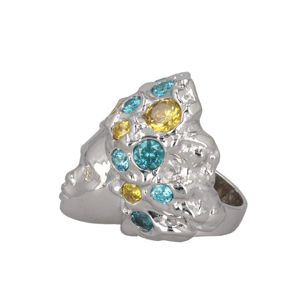 Adore Adorn Ring Missy Ring in White Rhodium London Blue Topaz/ Yellow Topaz / White Quartz Size 7 and Size 6