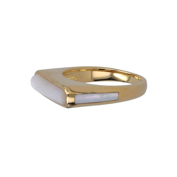 Percy Side Band  Ring with Mother of Pearl in 14K Gold